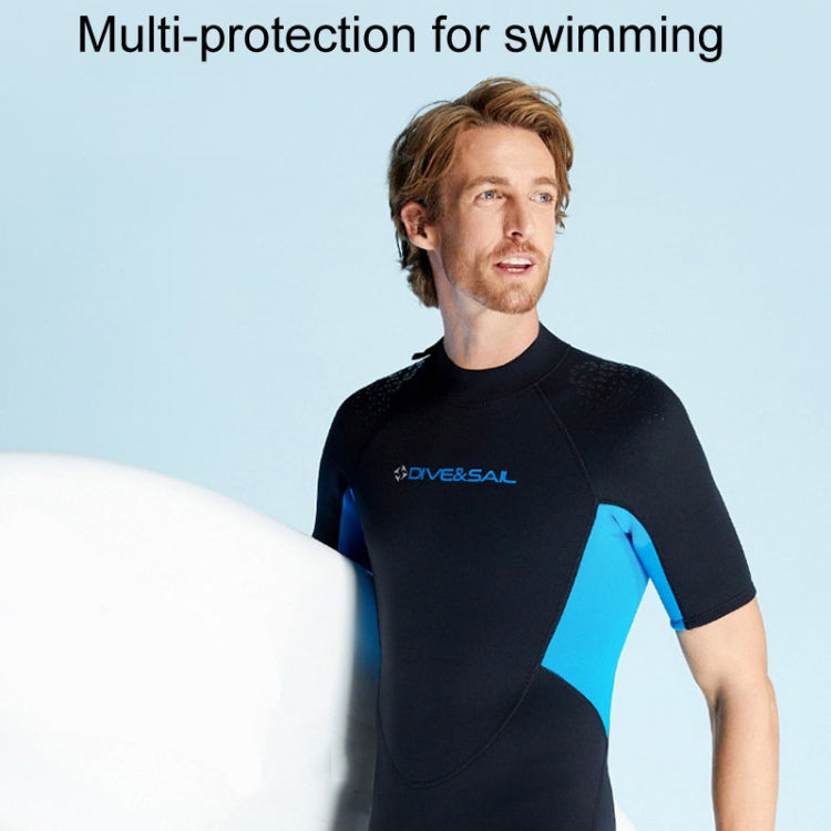 DIVE & SAIL 1.5mm Warm One-Piece Short Sleeve Wetsuit Outdoor Surfing Coldproof Snorkeling Suit, S, M, L, XL, XXL
