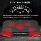 NUOXI 5 Fans Laptop Radiator Bracket Height Adjustable with Dual USB Ports, 5 Fans Black and Red, 5 Fans Black and Blue