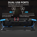 NUOXI 5 Fans Laptop Radiator Bracket Height Adjustable with Dual USB Ports, 5 Fans Black and Red, 5 Fans Black and Blue