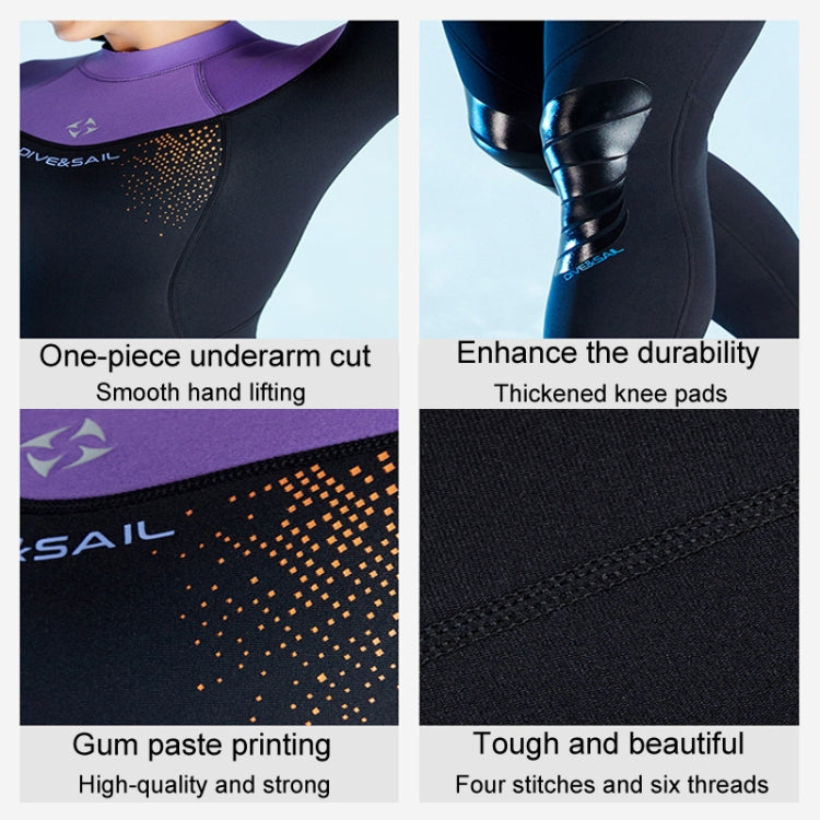 DIVE & SAIL 3mm Ladies Warm Thickened One-Piece Long Sleeve Wetsuit Winter Swimming Gear, S, M, L, XL, XXL
