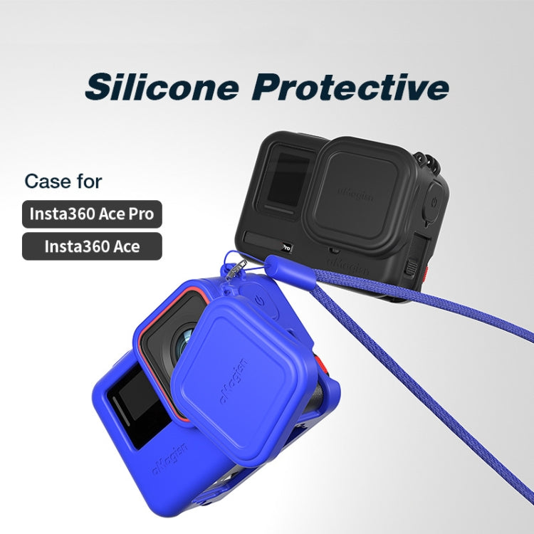 aMagisn Silicone Protection Case Sports Camera Protection Accessories, For Insta360 Ace Pro (Black), For Insta360 Ace Pro (Blue), For Insta360 Ace (Black), For Insta360 Ace (Blue)