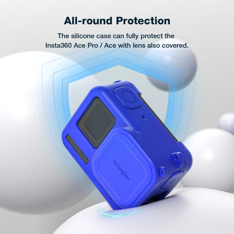 aMagisn Silicone Protection Case Sports Camera Protection Accessories, For Insta360 Ace Pro (Black), For Insta360 Ace Pro (Blue), For Insta360 Ace (Black), For Insta360 Ace (Blue)