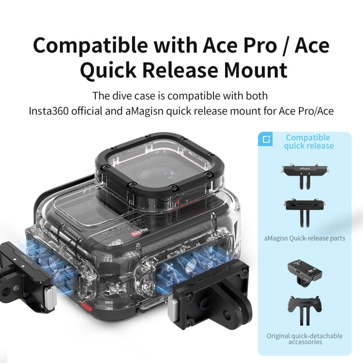 aMagisn Horizontal and Vertical Shooting Dive Shell 60m Waterproof Shell Accessories, For Insta360 Ace Pro, For Insta360 Ace