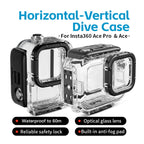aMagisn Horizontal and Vertical Shooting Dive Shell 60m Waterproof Shell Accessories, For Insta360 Ace Pro, For Insta360 Ace