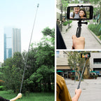aMagisn 120cm Invisible Straight Pull Selfie Stick Sports Camera Accessories, Single Rod, Rod+1/4 Turn 3 Jaw+Screw, Rod+1/4 Turn 3 Jaw+Screw+Phone Clip