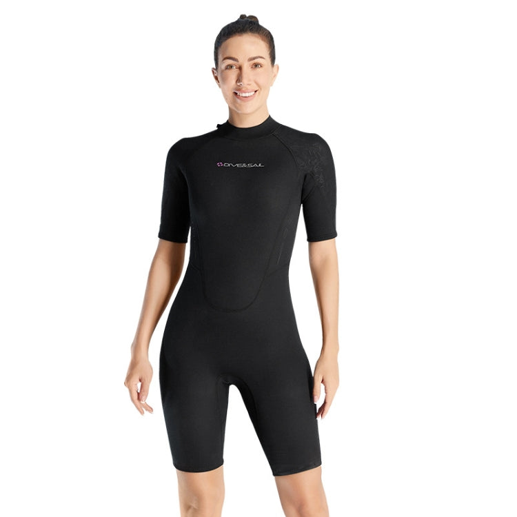 DIVE & SAIL 3mm Ladies One-Piece Short Sleeve Wetsuit Winter Thickened Surfing And Snorkeling Suit, S, M, L, XL, XXL