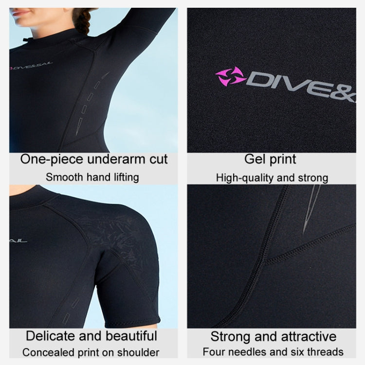 DIVE & SAIL 3mm Ladies One-Piece Short Sleeve Wetsuit Winter Thickened Surfing And Snorkeling Suit, S, M, L, XL, XXL