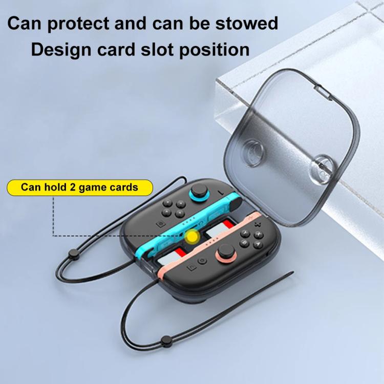 For Nintendo Switch 2 Joy-Con Crystal Storage Case Organizer Anti-Scratch Travel Box With 2 Game Card Slots, Handle case Clear White, Handle case Clear Black