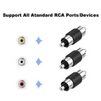 10pcs RCA Lotus Head Straight-through Male Monitoring Audio Adapter AV Butt Joint, RCA Male to RCA Male