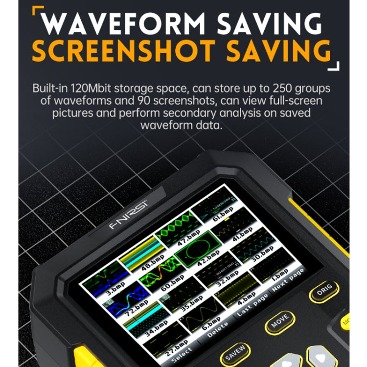 FNIRSI 2 In 1 Small Handheld Fluorescence Digital Dual-Channel Oscilloscope, US Plug, Yellow, Blue
