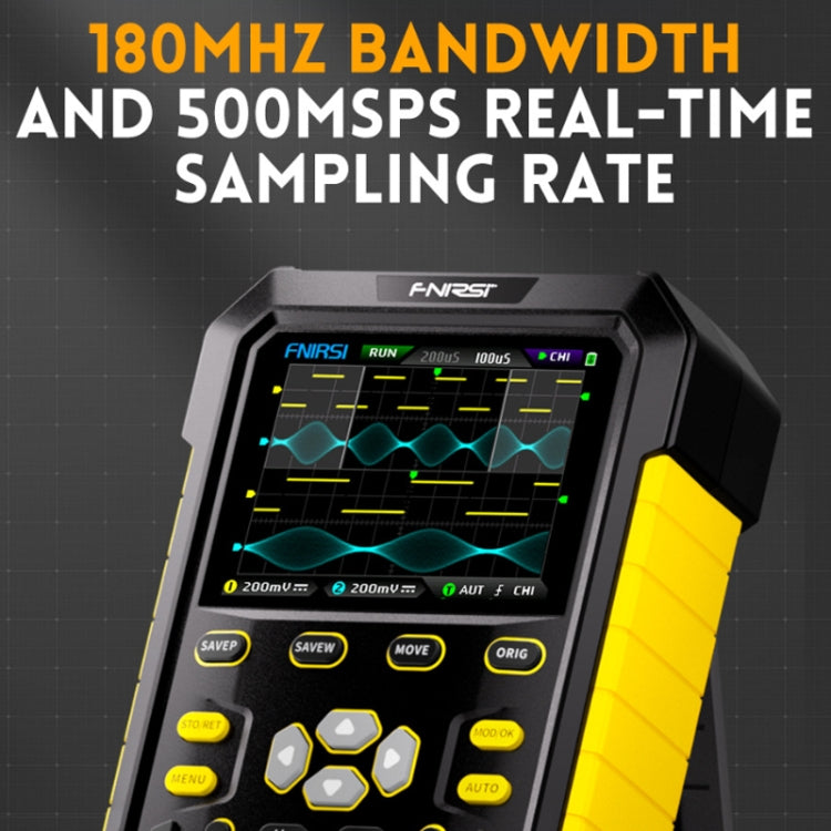 FNIRSI 2 In 1 Small Handheld Fluorescence Digital Dual-Channel Oscilloscope, US Plug, Yellow, Blue