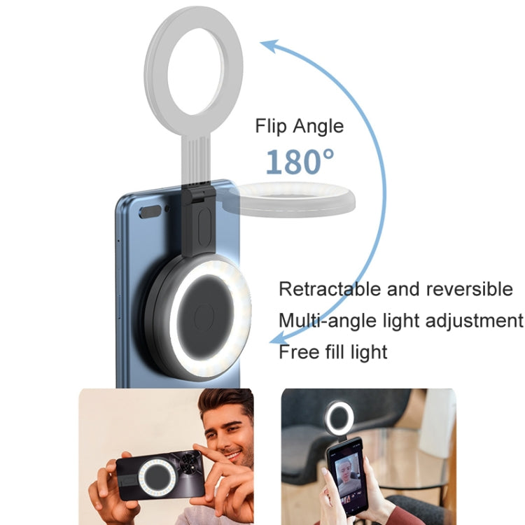 Cell Phone Magnetic Fill Light Portable Photo Pocket Lamp, White, Black