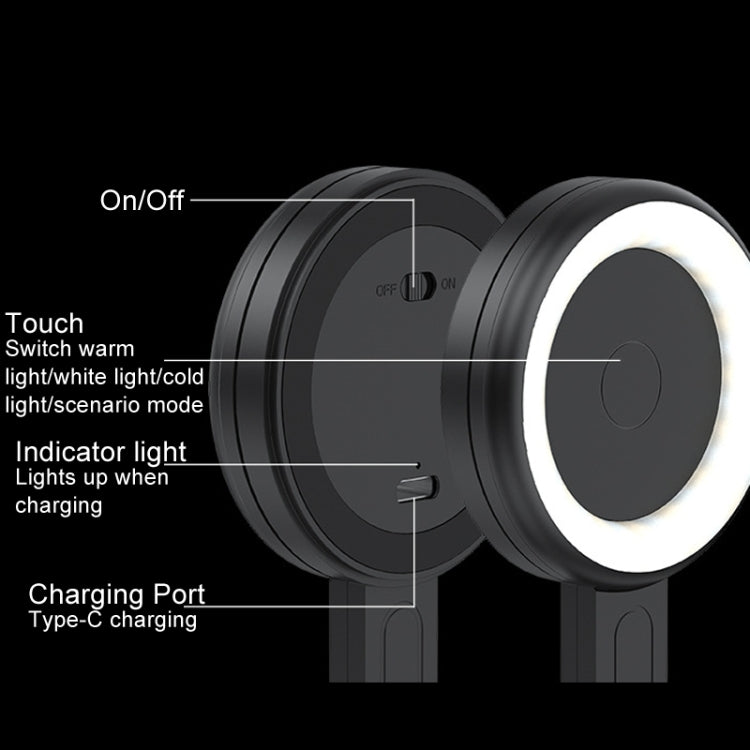 Cell Phone Magnetic Fill Light Portable Photo Pocket Lamp, White, Black