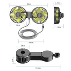 SUITU F4208 Car Cooling Fan Vehicle Rear Seatback USB Dual-Head Electrical Fan