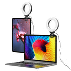YRing48 4-Inch 48LEDs Laptop Camera Video Conference Live Beauty Ring Fill Light, Clip Set, Clip with Tripod