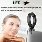 YRing48 4-Inch 48LEDs Laptop Camera Video Conference Live Beauty Ring Fill Light, Clip Set, Clip with Tripod