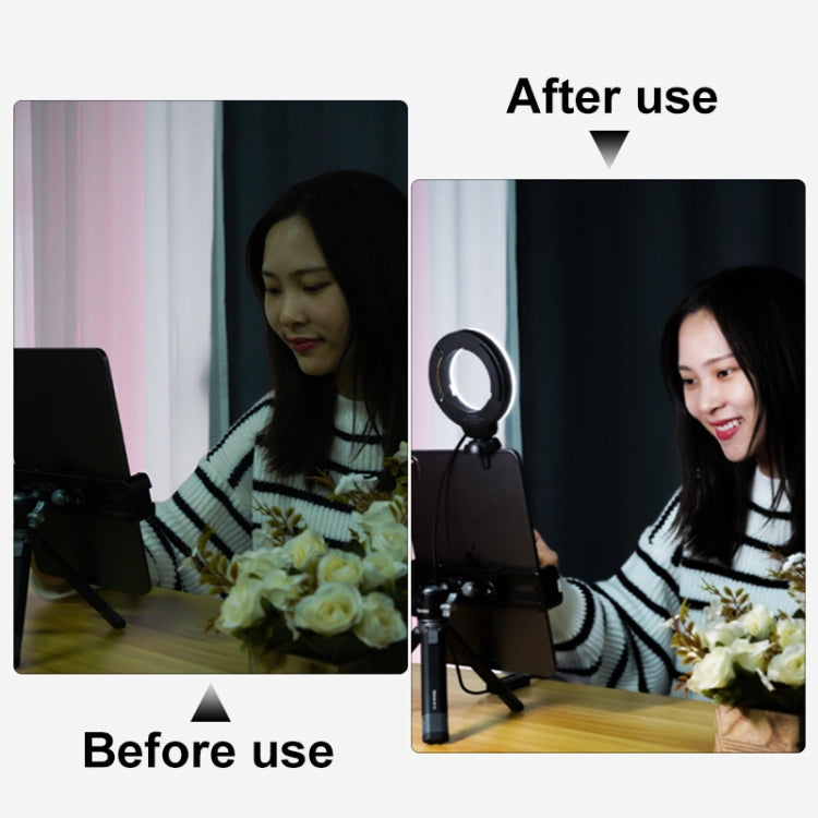 YRing48 4-Inch 48LEDs Laptop Camera Video Conference Live Beauty Ring Fill Light, Clip Set, Clip with Tripod