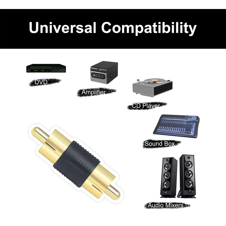 10pcs Gold-plated RCA Lotus Male to-Male  AV Audio Adapter, Gold-plated RCA Male Red, Gold-plated RCA Male Black