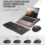 T-WOLF TF-100 2.4G Bluetooth Laptop Office Wireless Keyboard and Mouse Set, TF-100(Black)