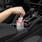 BEN.JACK Cylindrical Car Water Cup Holder Tissue Box, White Red, Black Gray, Black Red