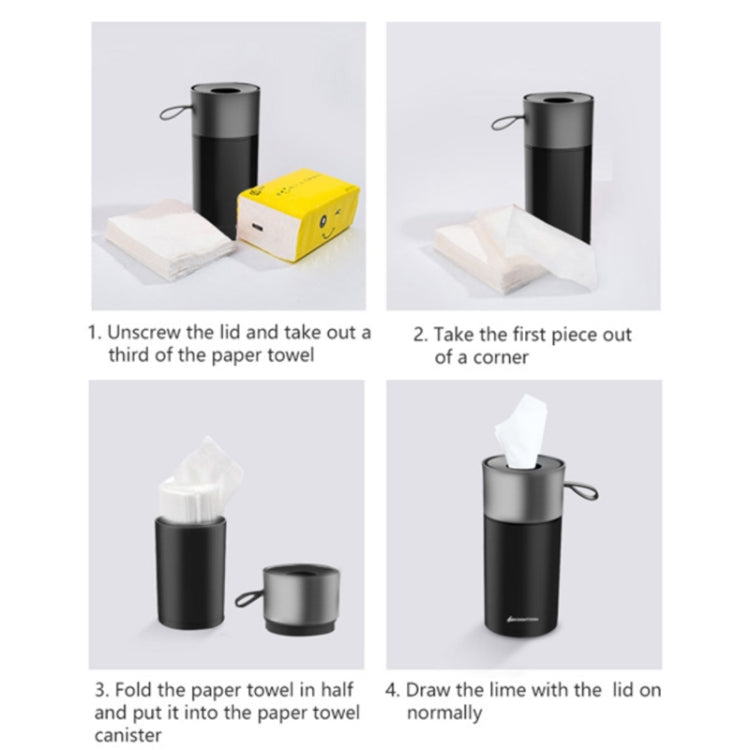 BEN.JACK Cylindrical Car Water Cup Holder Tissue Box, White Red, Black Gray, Black Red