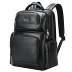 Bopai 61-123291 Large-capacity First-layer Cowhide Laptop Backpack with USB+Type-C Port, Lychee Pattern, Falling Pattern