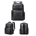 Bopai 61-123291 Large-capacity First-layer Cowhide Laptop Backpack with USB+Type-C Port, Lychee Pattern, Falling Pattern