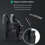 Bopai 61-123291 Large-capacity First-layer Cowhide Laptop Backpack with USB+Type-C Port, Lychee Pattern, Falling Pattern