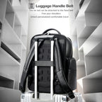 Bopai 61-123291 Large-capacity First-layer Cowhide Laptop Backpack with USB+Type-C Port, Lychee Pattern, Falling Pattern