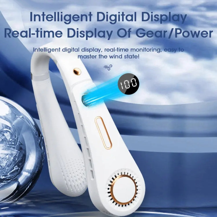 F11 Portable USB Charging Rotating Digital Display Bladeless Hanging Neck Fan