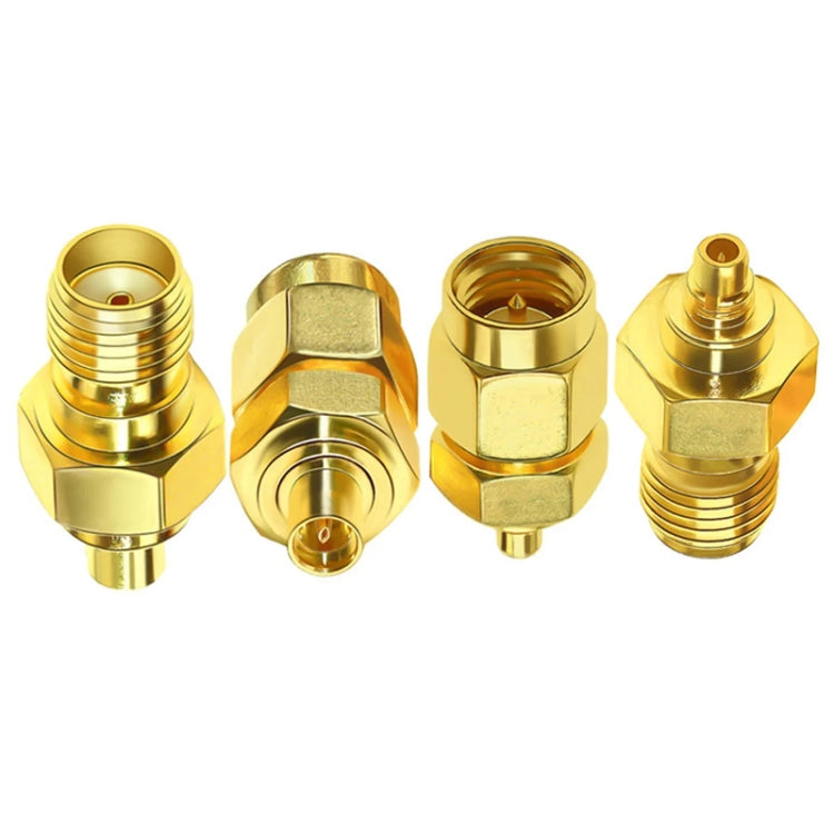Coaxial Adapter Kit Brass Coaxial Connector RF Antenna Adapter, 4pcs /Set SMA To MMCX, SMA Male To  MMCX Male, SAM Female To MMCX Male, SMA Male To MMCX Female, SMA Female To MMCX Female
