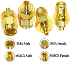 Coaxial Adapter Kit Brass Coaxial Connector RF Antenna Adapter, 4pcs /Set SMA To MMCX, SMA Male To  MMCX Male, SAM Female To MMCX Male, SMA Male To MMCX Female, SMA Female To MMCX Female