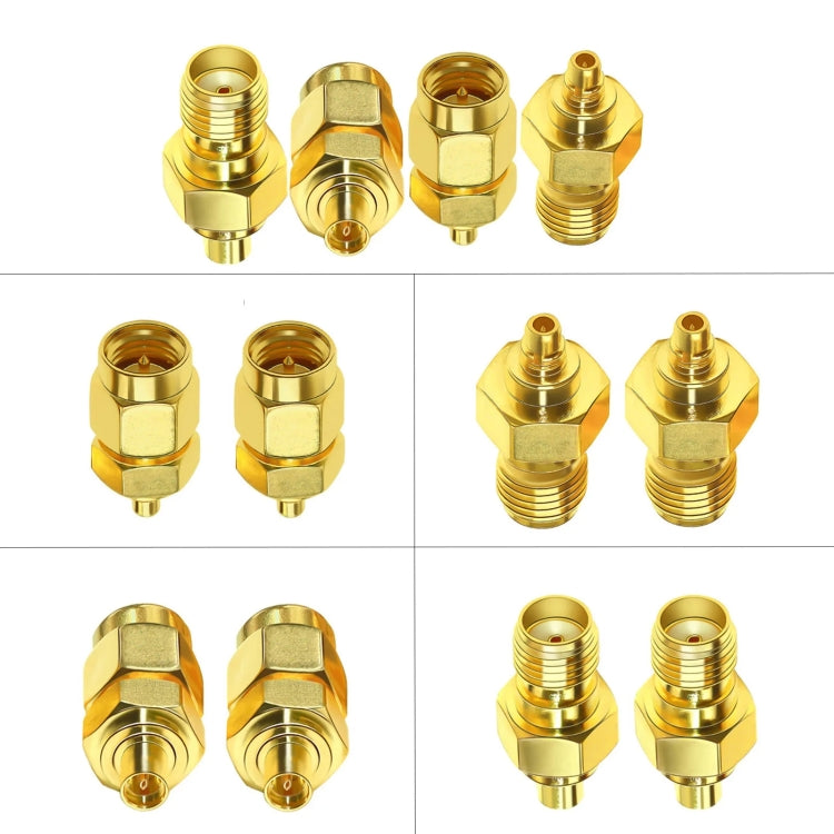 Coaxial Adapter Kit Brass Coaxial Connector RF Antenna Adapter, 4pcs /Set SMA To MMCX, SMA Male To  MMCX Male, SAM Female To MMCX Male, SMA Male To MMCX Female, SMA Female To MMCX Female