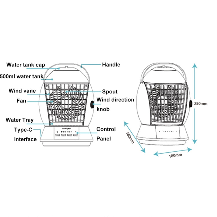 CF-009 USB Touch Spray Humidification Air Conditioning Fan Desktop Office Air Cooler, CF-009