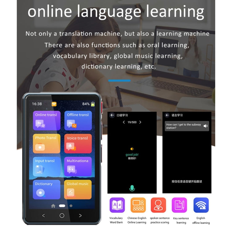 Hishell P40 Smart Translator 135 Languages Voice Intelligent Online Translation Machine Offline Multilanguage Speech Translate, P40