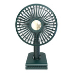 Car Clip-On Rechargeable Electric Oscillating Head Fan With Light