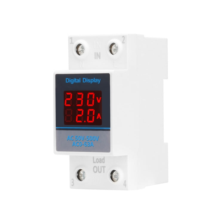 SINOTIMER SDM002 Household DIN Rail Single-Phase AC Dual Display Voltage And Current Meter, 63A Build-In Intestinal Sensor, 100A External Intestinal Sensor