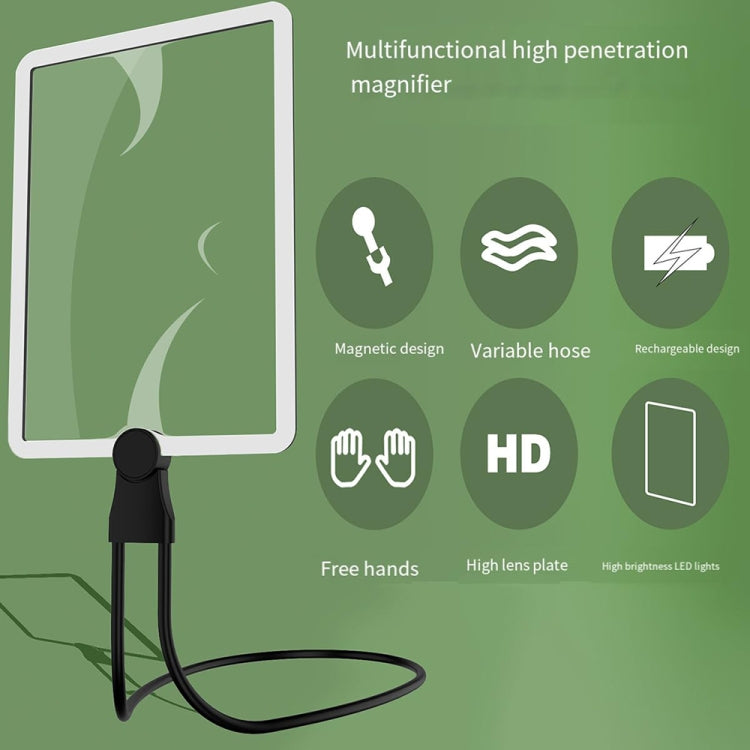 8039-5 LED Light Multifunctional Charging Hanging Neck Handheld Reading Magnifying Glass, 1.8X