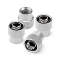 4pcs /Set Skeleton Car Tire Universal Aluminum Valve Cap, Black, Silver
