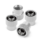 4pcs /Set Skeleton Car Tire Universal Aluminum Valve Cap, Black, Silver