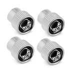 4pcs /Set Skeleton Car Tire Universal Aluminum Valve Cap, Black, Silver