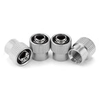 4pcs /Set Skeleton Car Tire Universal Aluminum Valve Cap, Black, Silver