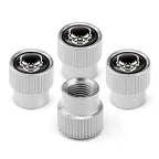 4pcs /Set Skeleton Car Tire Universal Aluminum Valve Cap, Black, Silver