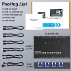 KC-KM434B USB3.0 4 Port USB Shared Device 4 Port Printer Sharing Device Keyboard Mouse Switch, KC-KM434B