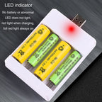 Fast USB 4 Slot Battery Charger AA/AAA Rechargeable Battery Universal Four Slot Charging Box, Directly Plug-in, With Cable