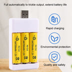 USB 3-Slot Battery Charger Universal Charger For Toys With AA / AAA Rechargeable Batteries, USB 3 Slots