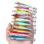 10colors /Set HENGJIA SJ055 Horizontal Luminous Wooden Shrimp Bait Bionic Faux Bait Squid Hook, 10.3cm 9.4g