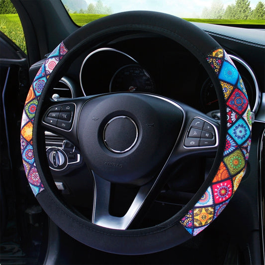 Color-blocked Neoprene Elastic Steering Wheel Cover Without Inner Ring