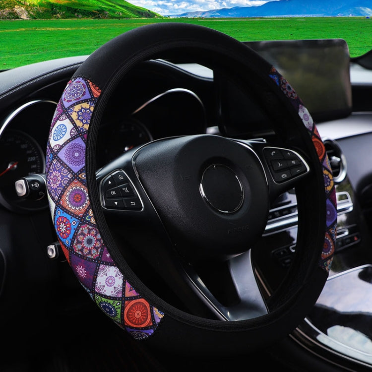 Color-blocked Neoprene Elastic Steering Wheel Cover Without Inner Ring