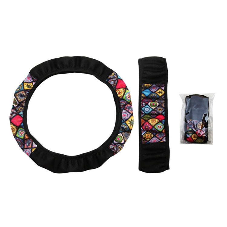 Color-blocked Neoprene Elastic Steering Wheel Cover Without Inner Ring